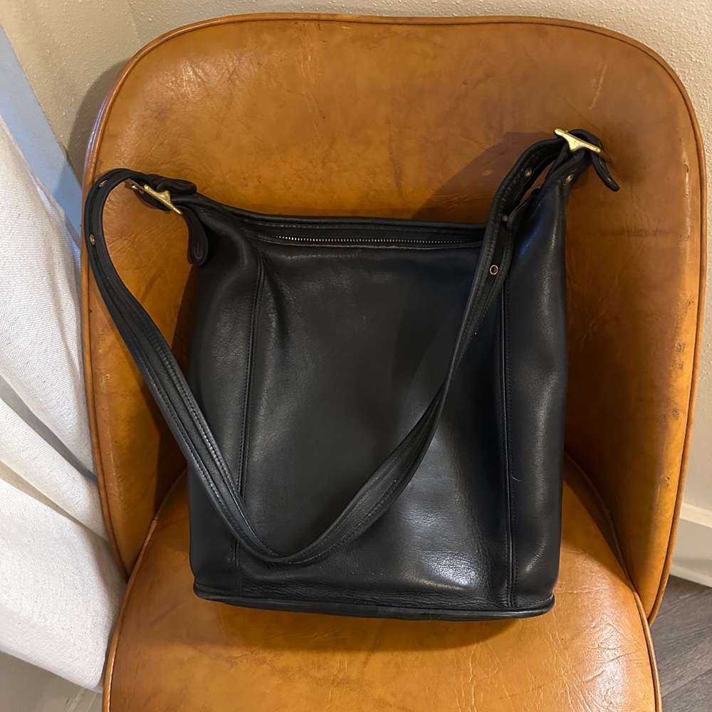 Coach Black Leather Tote Bag